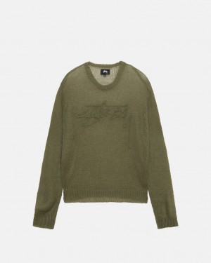 Női Stussy Loose Knit Pulóver Pulóverek Olivazöld Magyarország | CHW-9827