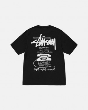 Női Stussy Old Phone Tee Pigment Dyed Póló Fekete Magyarország | VEO-8178