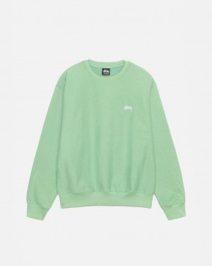 Női Stussy Stock Logo Crew Pulóverek Zöld Magyarország | IEE-3255