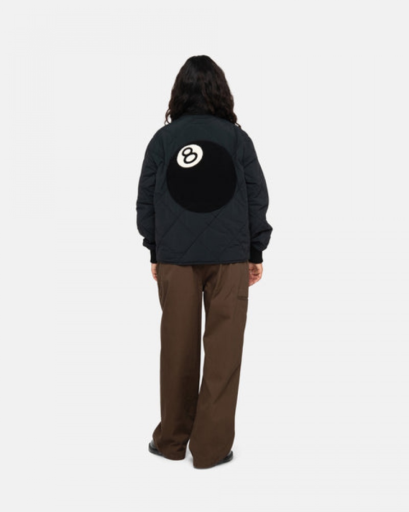 Férfi Stussy 8 Ball Steppelt Liner Jacket Kabát Fekete Magyarország | NVY-6812