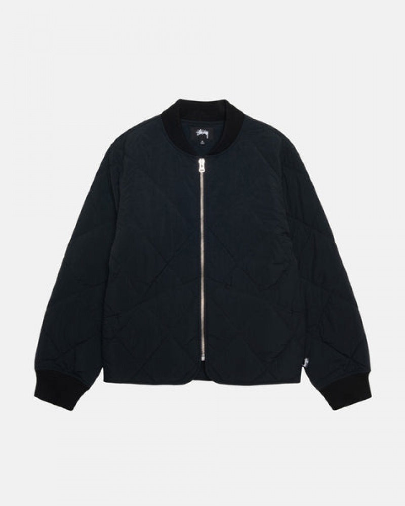 Férfi Stussy 8 Ball Steppelt Liner Jacket Kabát Fekete Magyarország | NVY-6812