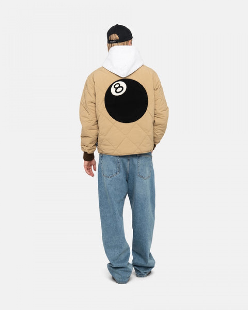 Férfi Stussy 8 Ball Steppelt Liner Jacket Kabát Barna Magyarország | BAG-1640