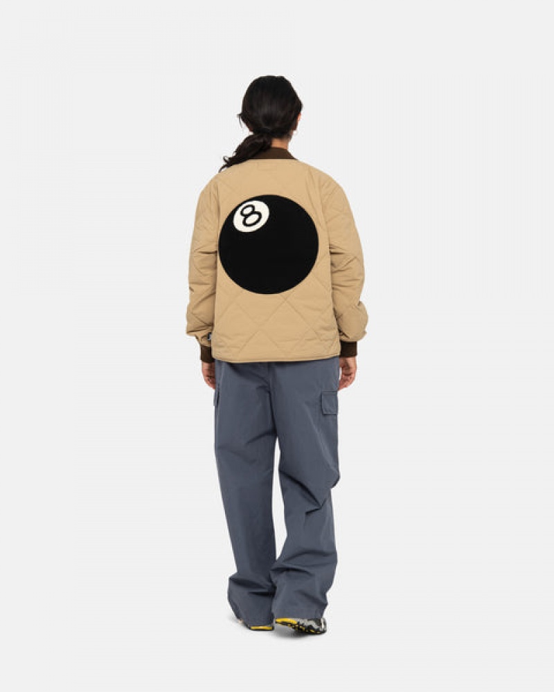 Férfi Stussy 8 Ball Steppelt Liner Jacket Kabát Barna Magyarország | BAG-1640