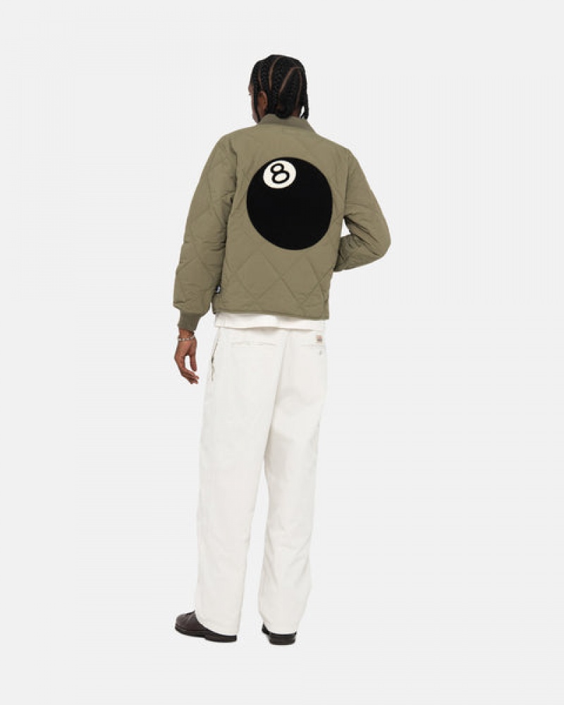 Férfi Stussy 8 Ball Steppelt Liner Jacket Kabát Olivazöld Magyarország | MXX-8242