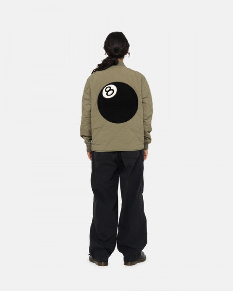 Férfi Stussy 8 Ball Steppelt Liner Jacket Kabát Olivazöld Magyarország | MXX-8242