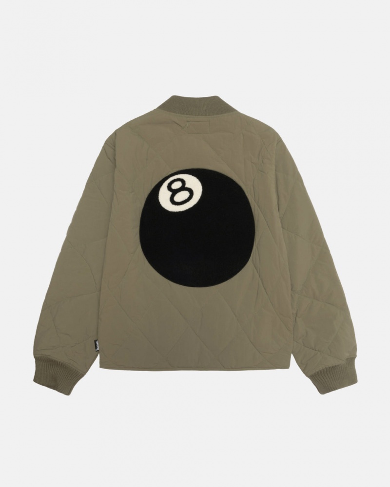 Férfi Stussy 8 Ball Steppelt Liner Jacket Kabát Olivazöld Magyarország | MXX-8242