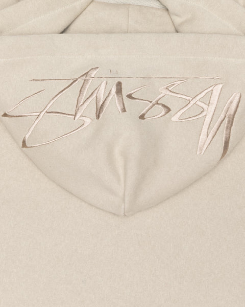 Férfi Stussy Back Hood Applique Hood Pulóverek Khaki Magyarország | KSV-8917