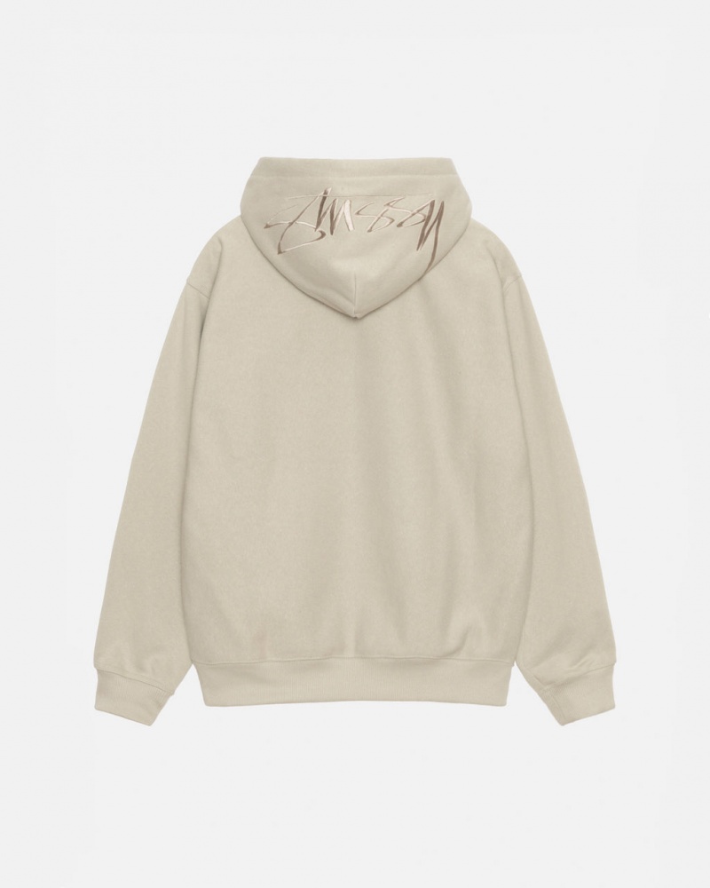 Férfi Stussy Back Hood Applique Hood Pulóverek Khaki Magyarország | KSV-8917