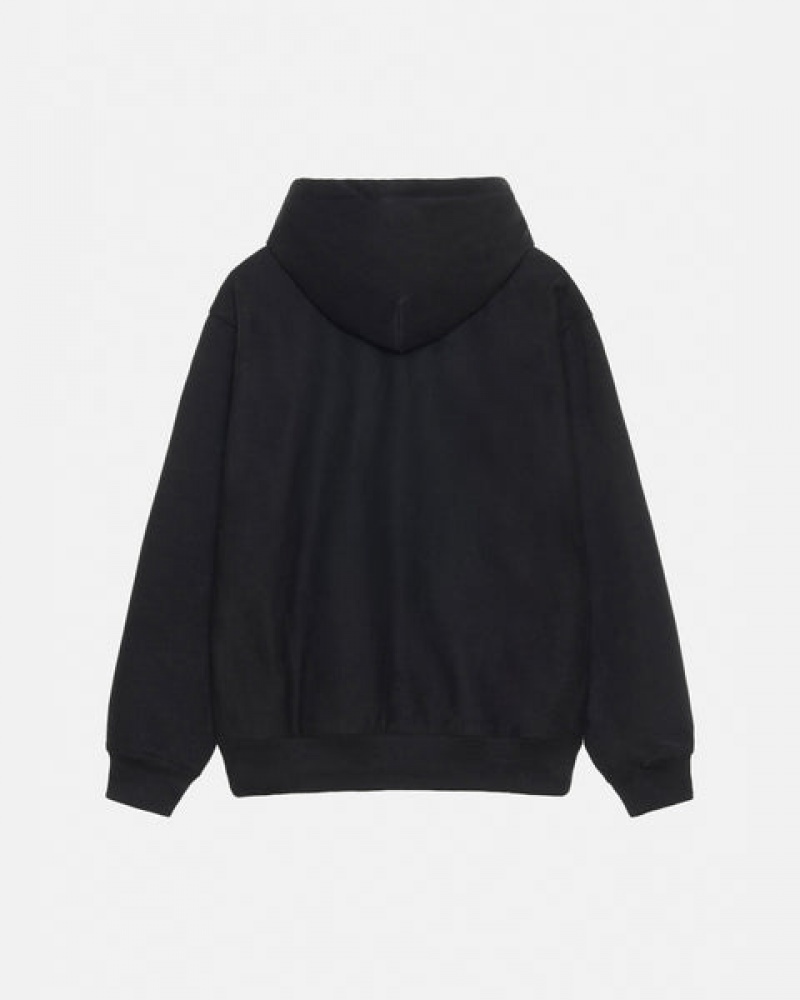 Férfi Stussy Basic Applique Hoodie Kapucnis Pulóver Fekete Magyarország | XEE-8255