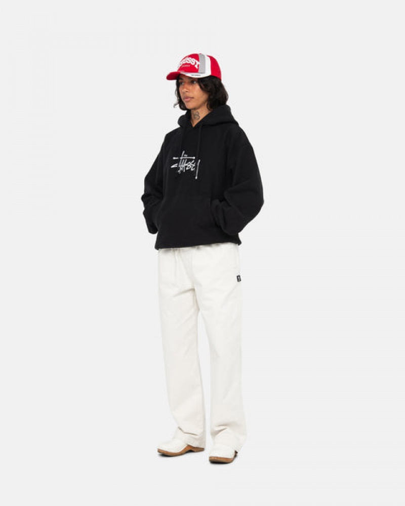 Férfi Stussy Basic Applique Hoodie Kapucnis Pulóver Fekete Magyarország | XEE-8255