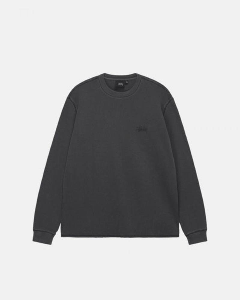 Férfi Stussy Basic Stock Ls Thermal Felsők Fekete Magyarország | FDF-8935