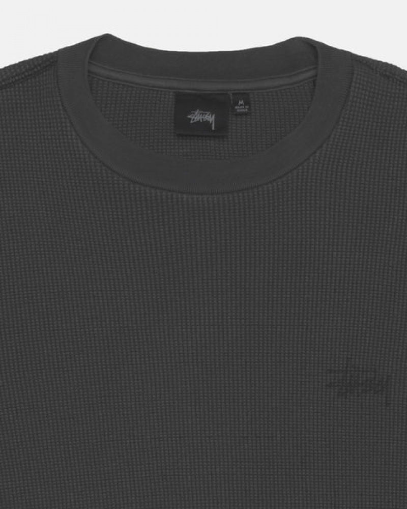 Férfi Stussy Basic Stock Ls Thermal Felsők Fekete Magyarország | FDF-8935