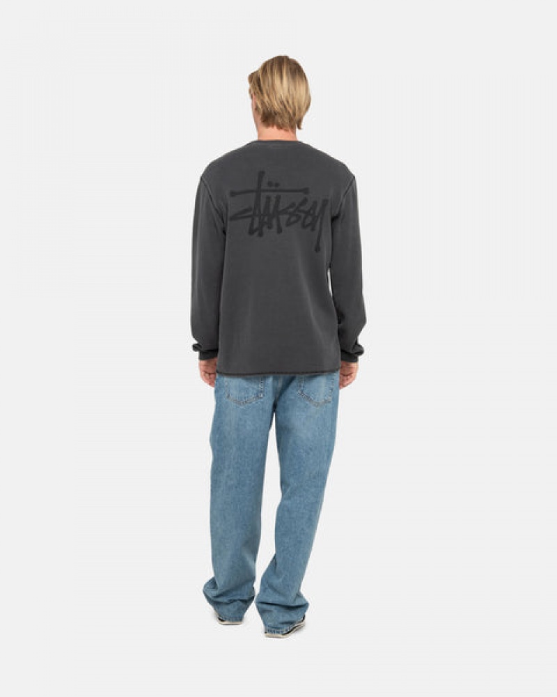 Férfi Stussy Basic Stock Ls Thermal Felsők Fekete Magyarország | FDF-8935