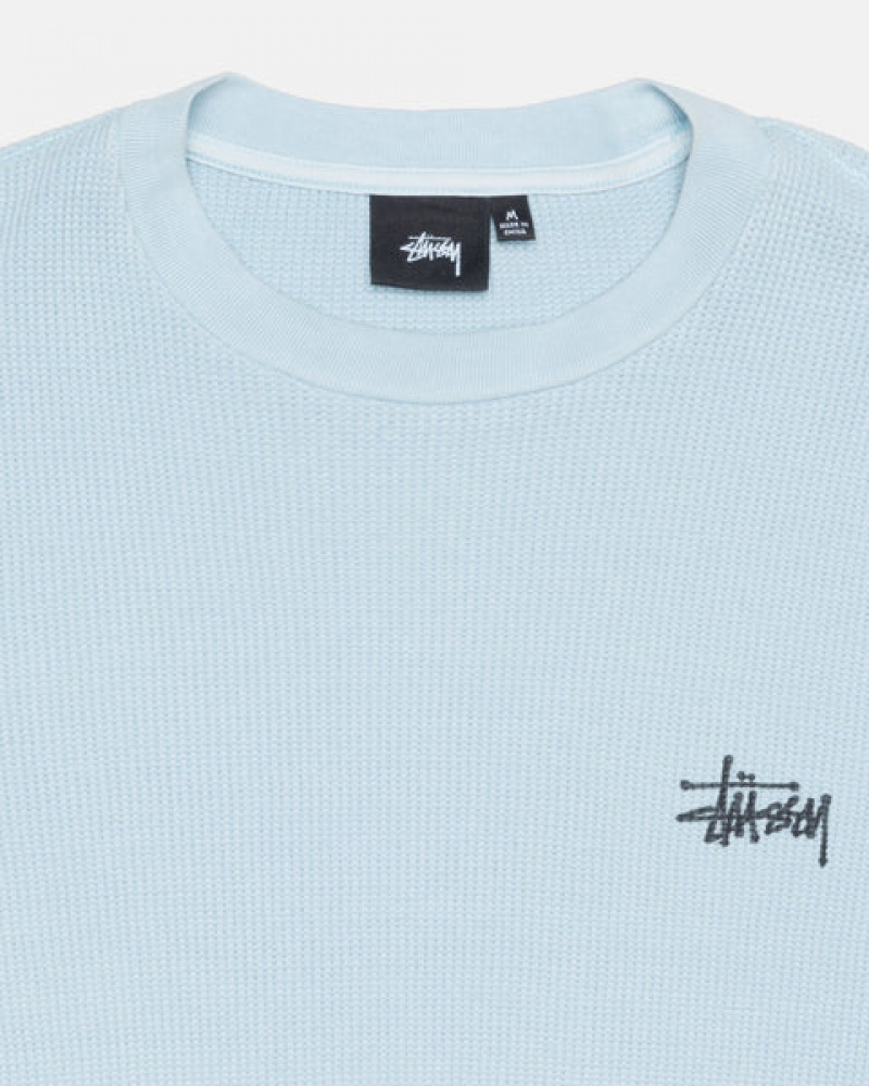 Férfi Stussy Basic Stock Ls Thermal Felsők Világos Kék Magyarország | KZC-6148