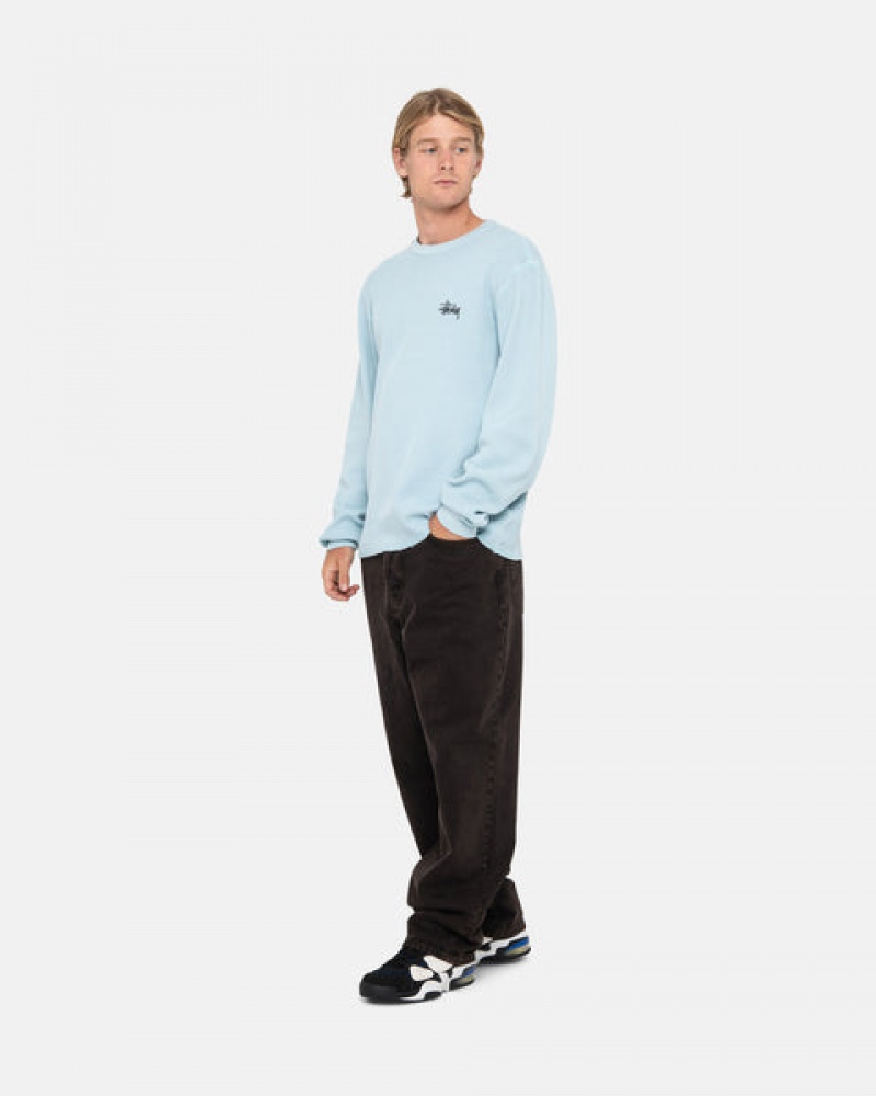 Férfi Stussy Basic Stock Ls Thermal Felsők Világos Kék Magyarország | KZC-6148