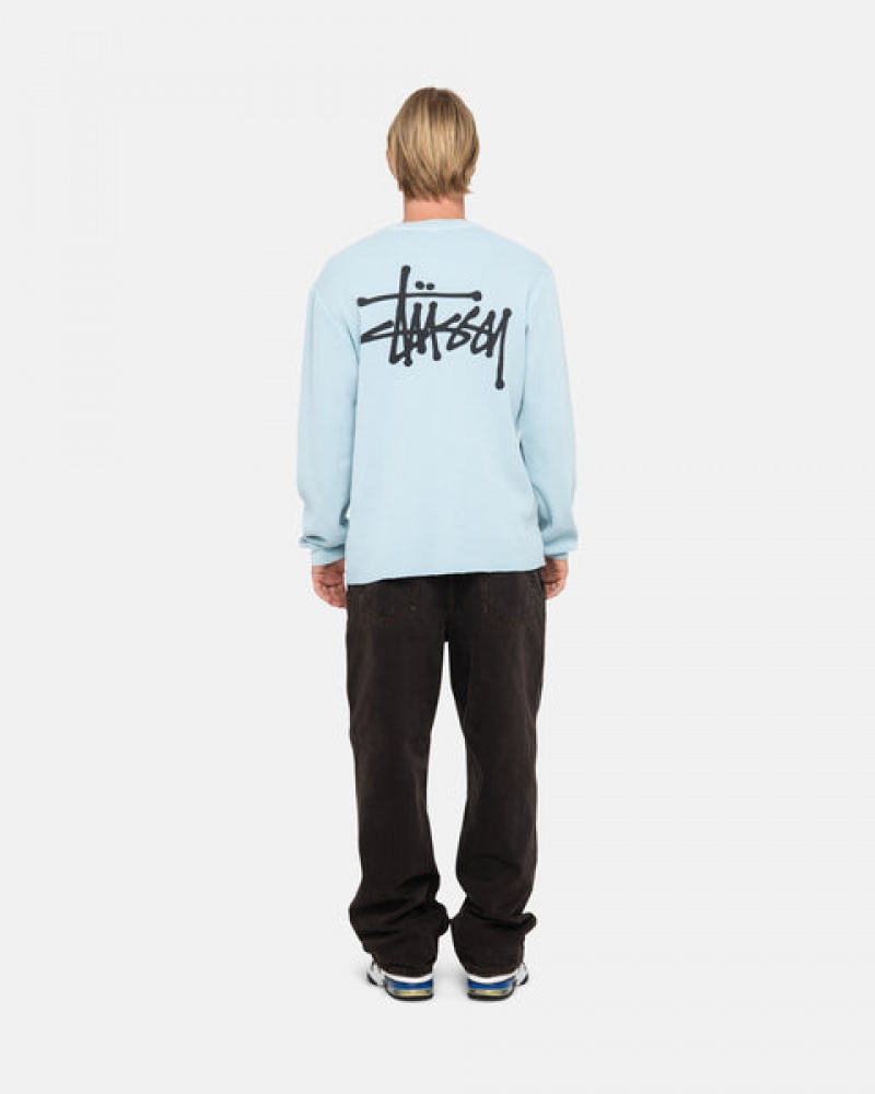 Férfi Stussy Basic Stock Ls Thermal Felsők Világos Kék Magyarország | KZC-6148