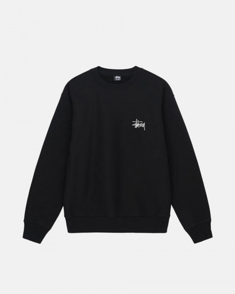 Férfi Stussy Basic Stussy Crew Pulóverek Fekete Magyarország | HSK-7888