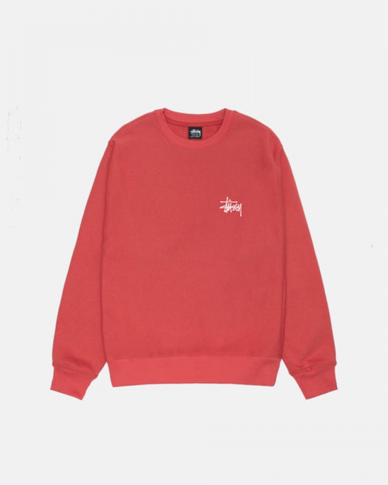 Férfi Stussy Basic Stussy Crew Pulóverek Piros Magyarország | PTZ-7880