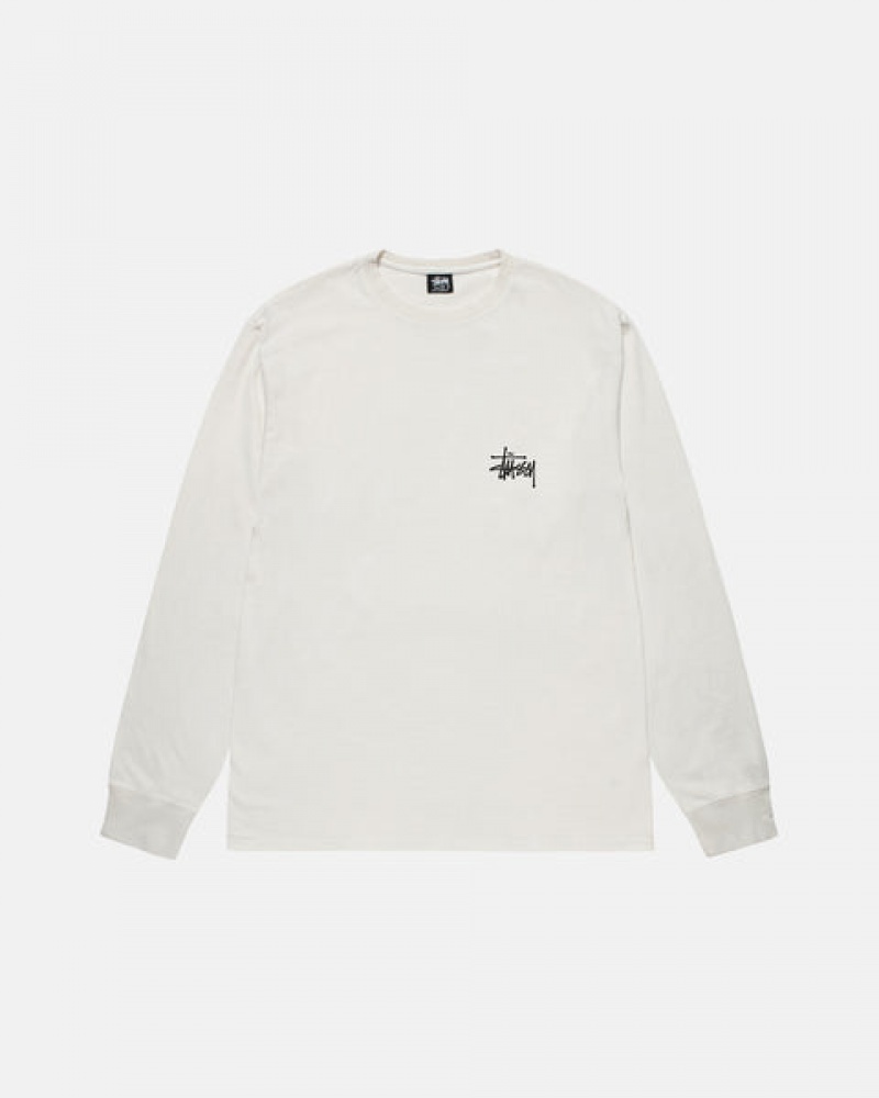 Férfi Stussy Basic Stussy LS Tee Pigment Dyed Póló Bézs Magyarország | QMZ-1602