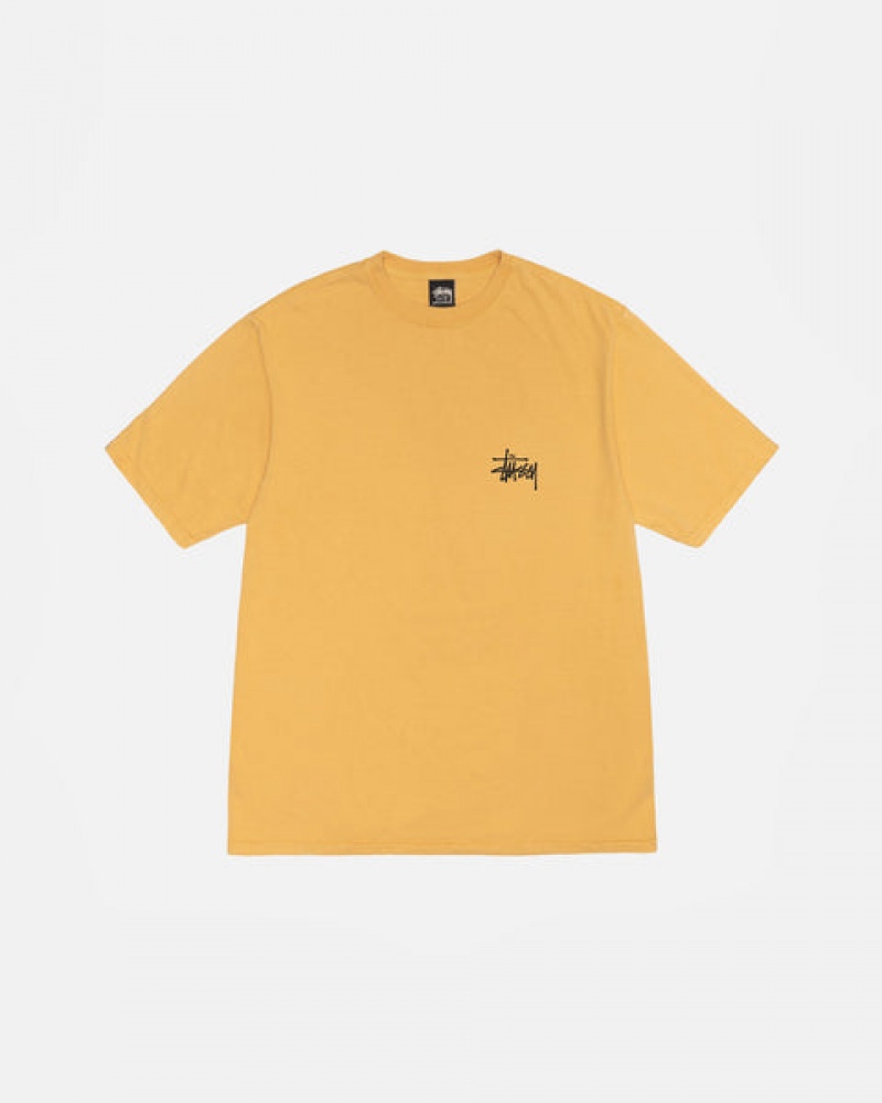 Férfi Stussy Basic Stussy Tee Pigment Dyed Póló Sárga Magyarország | VCR-4654