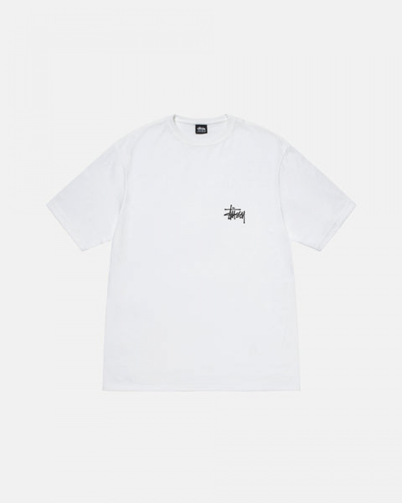 Férfi Stussy Basic Stussy Tee Póló Fehér Magyarország | TSQ-9504