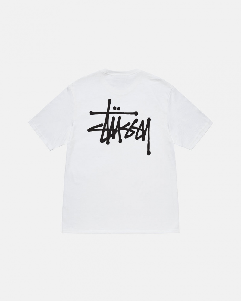 Férfi Stussy Basic Stussy Tee Póló Fehér Magyarország | TSQ-9504