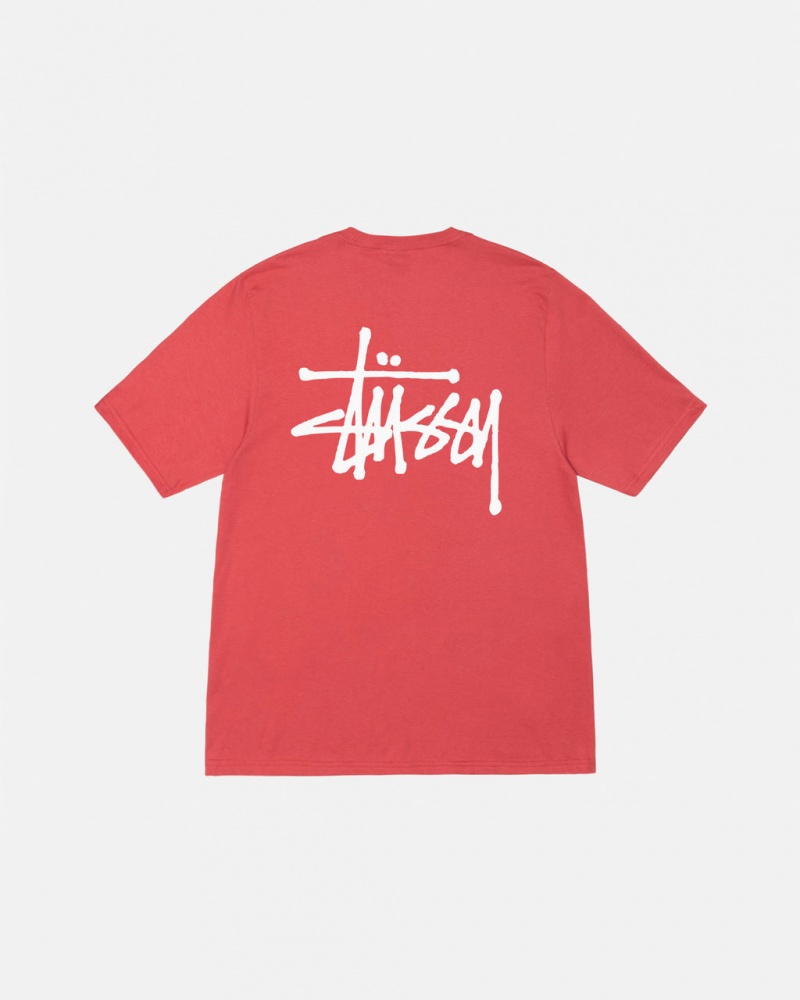 Férfi Stussy Basic Stussy Tee Póló Piros Magyarország | QYH-9044