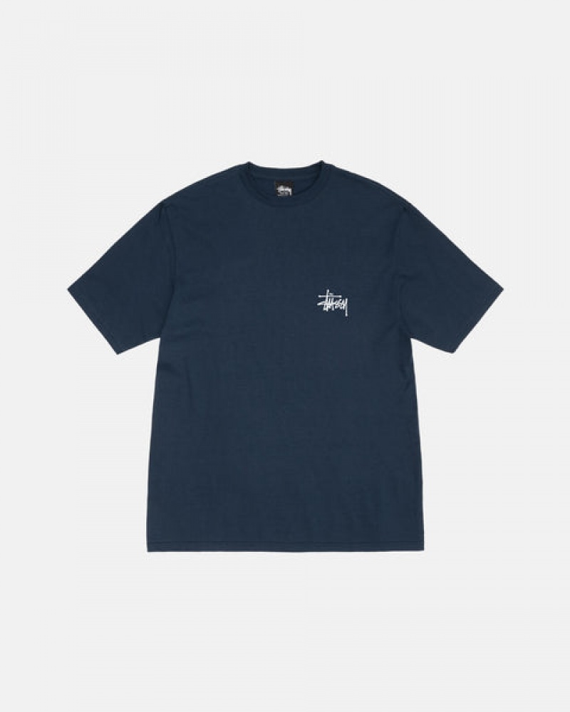 Férfi Stussy Basic Stussy Tee Póló Sötétkék Magyarország | USF-5203