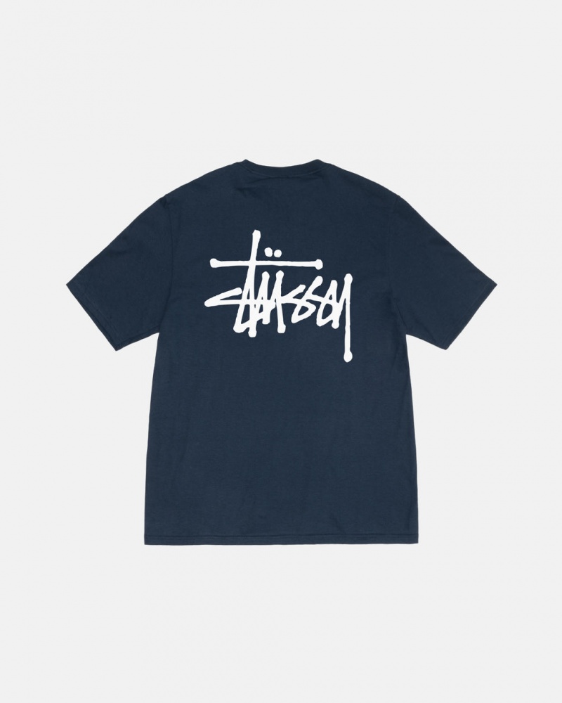 Férfi Stussy Basic Stussy Tee Póló Sötétkék Magyarország | USF-5203