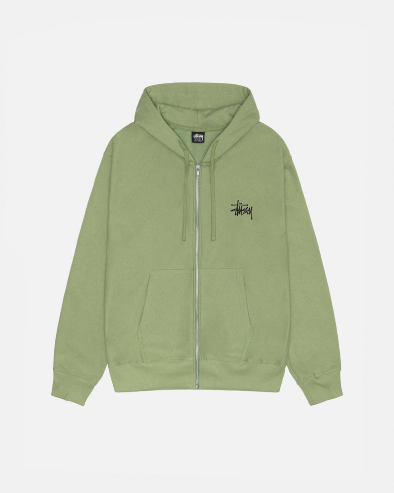 Férfi Stussy Basic Stussy Zip Hood Pulóverek Zöld Magyarország | INZ-9638