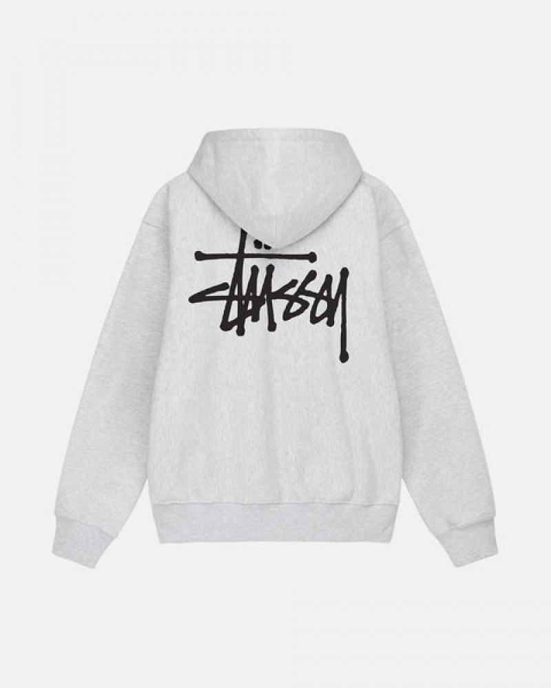 Férfi Stussy Basic Stussy Zip Hoodie Kapucnis Pulóver Szürke Magyarország | GOF-7652