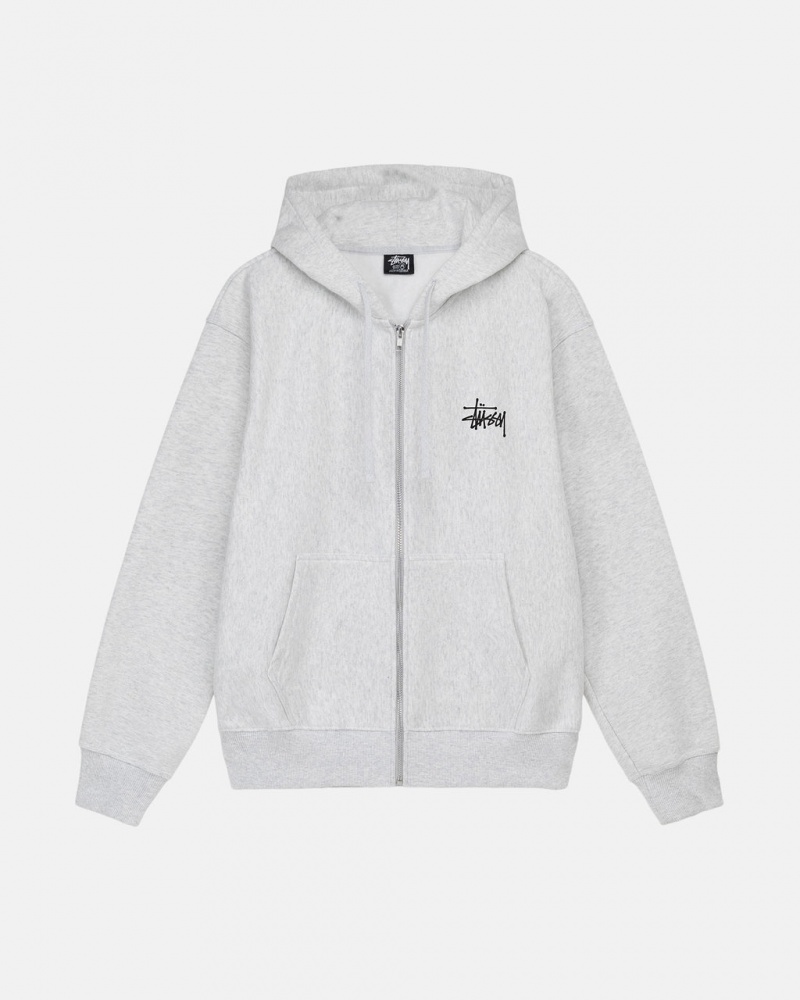 Férfi Stussy Basic Stussy Zip Hoodie Kapucnis Pulóver Szürke Magyarország | GOF-7652