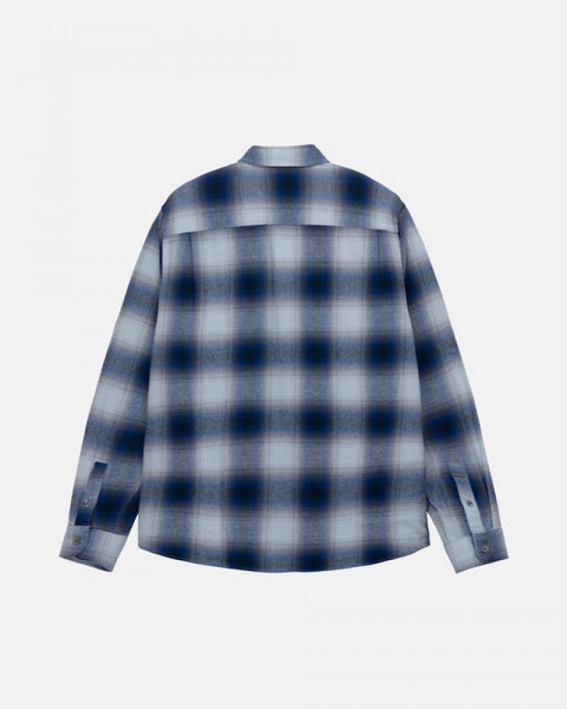 Férfi Stussy Bay Plaid Shirt Ing Dzsekik Sötétkék Magyarország | XJH-6763