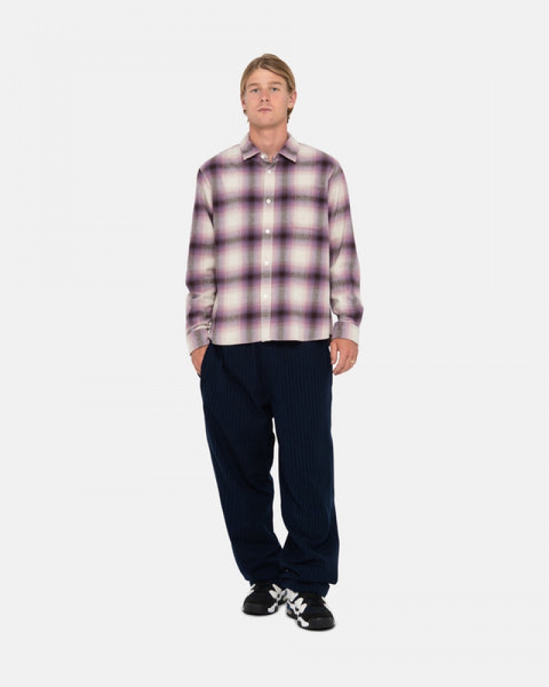 Férfi Stussy Bay Plaid Shirt Ingek Bordó Magyarország | TVN-6018