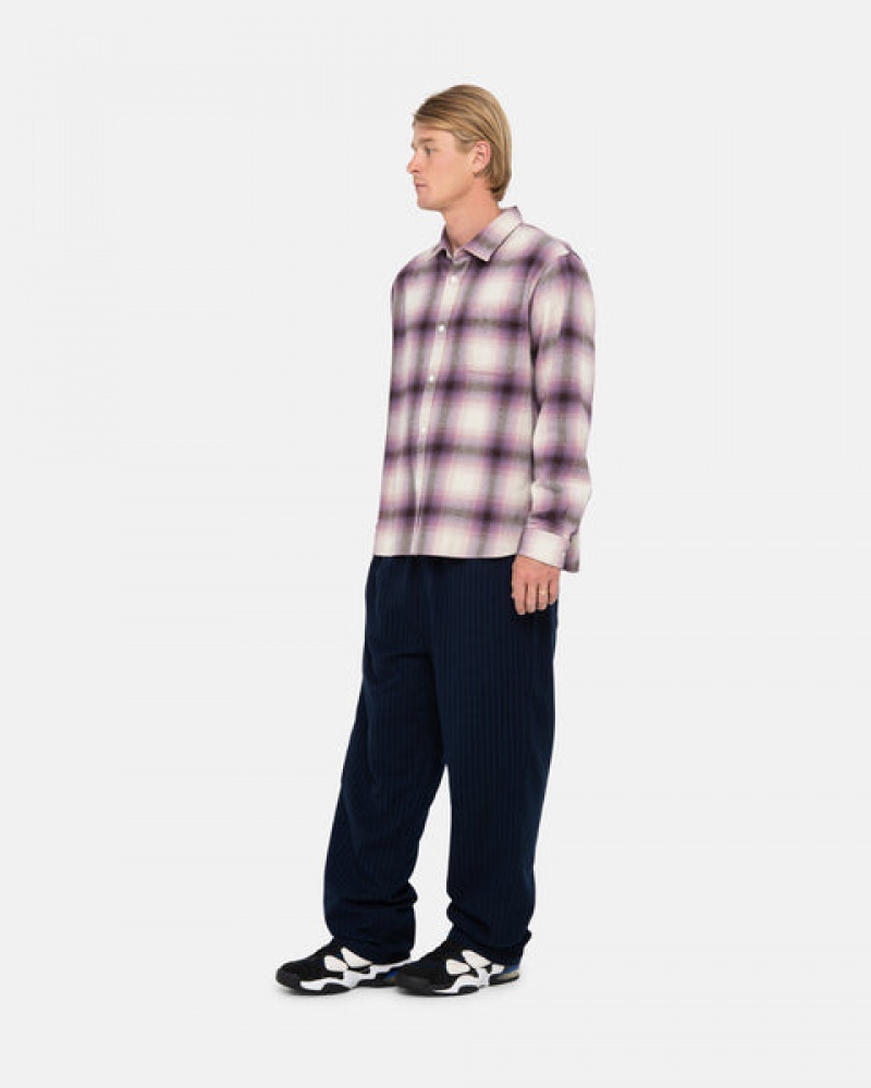 Férfi Stussy Bay Plaid Shirt Ingek Bordó Magyarország | TVN-6018