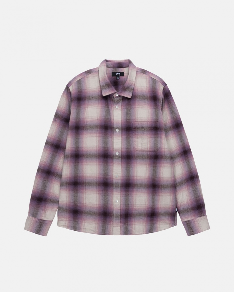 Férfi Stussy Bay Plaid Shirt Ingek Bordó Magyarország | TVN-6018