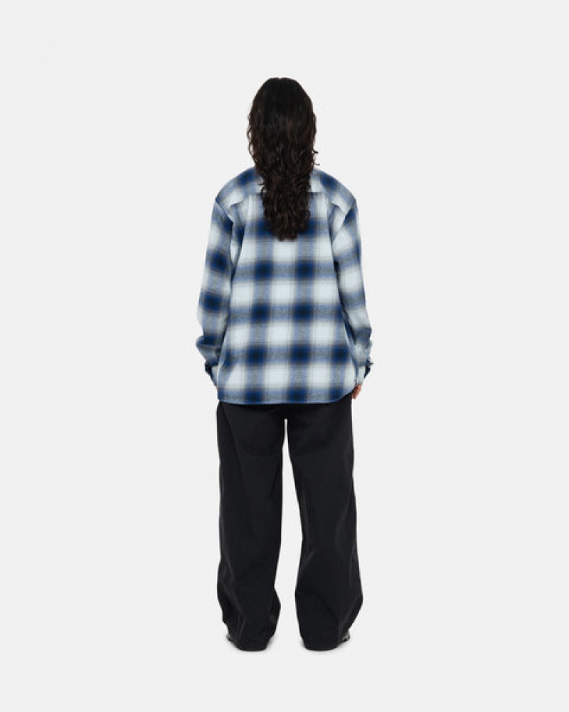 Férfi Stussy Bay Plaid Shirt Ingek Sötétkék Magyarország | NRU-2780