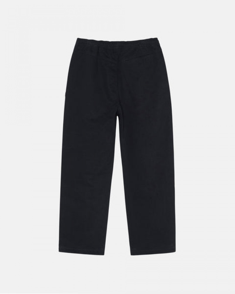 Férfi Stussy Beach Pant Brushed Pamut Nadrág Fekete Magyarország | NGR-3078