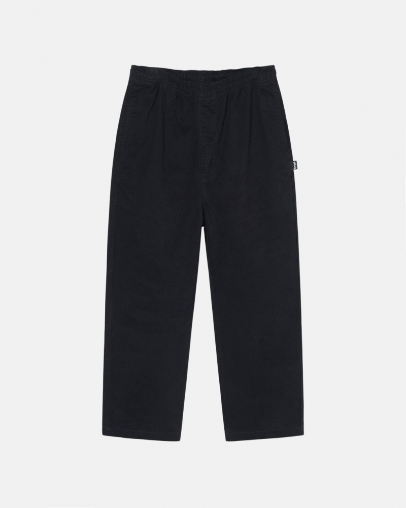 Férfi Stussy Beach Pant Brushed Pamut Nadrág Fekete Magyarország | NGR-3078