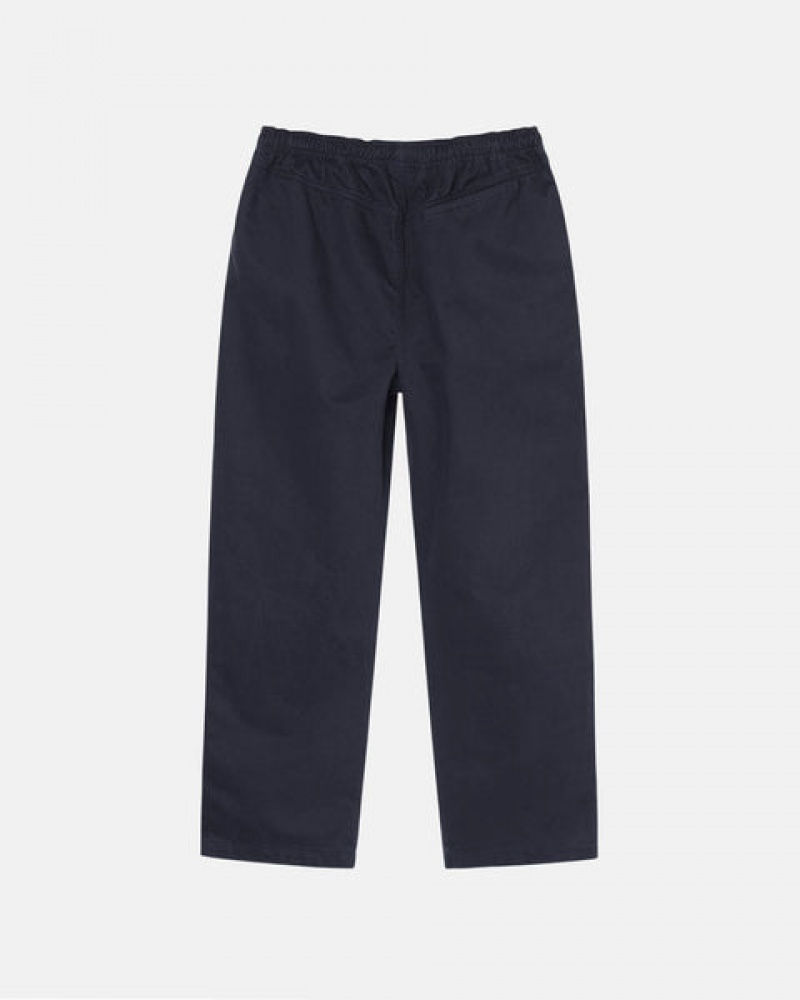 Férfi Stussy Beach Pant Brushed Pamut Nadrág Sötétkék Magyarország | CVT-2241