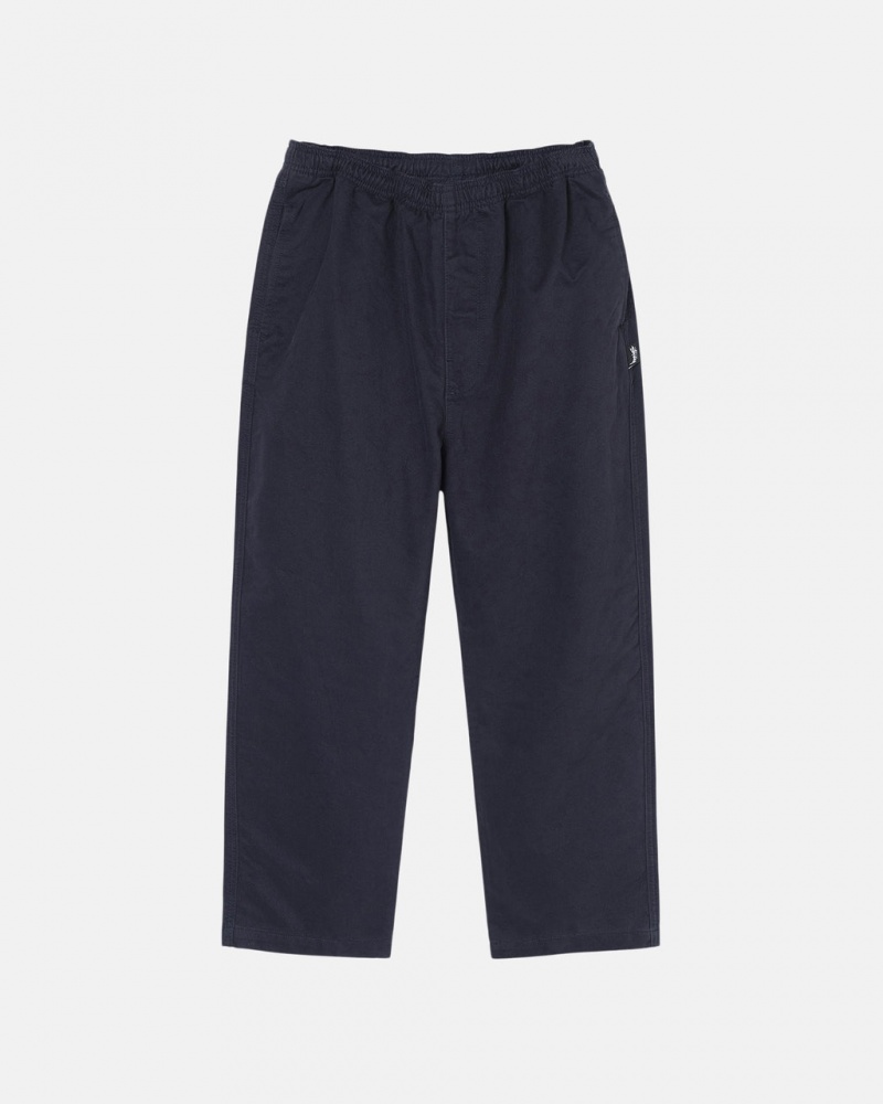 Férfi Stussy Beach Pant Brushed Pamut Nadrág Sötétkék Magyarország | CVT-2241