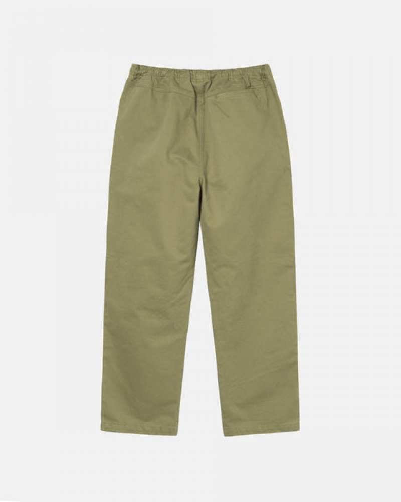 Férfi Stussy Beach Pant Brushed Pamut Nadrág Olivazöld Magyarország | XCZ-4877