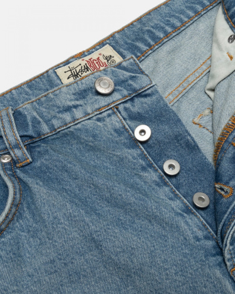 Férfi Stussy Big Ol' Jean Denim Denim Kék Magyarország | SQM-2893