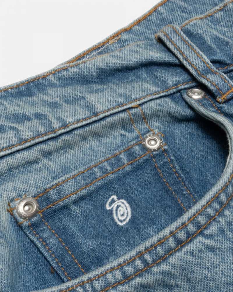 Férfi Stussy Big Ol' Jean Denim Denim Kék Magyarország | SQM-2893