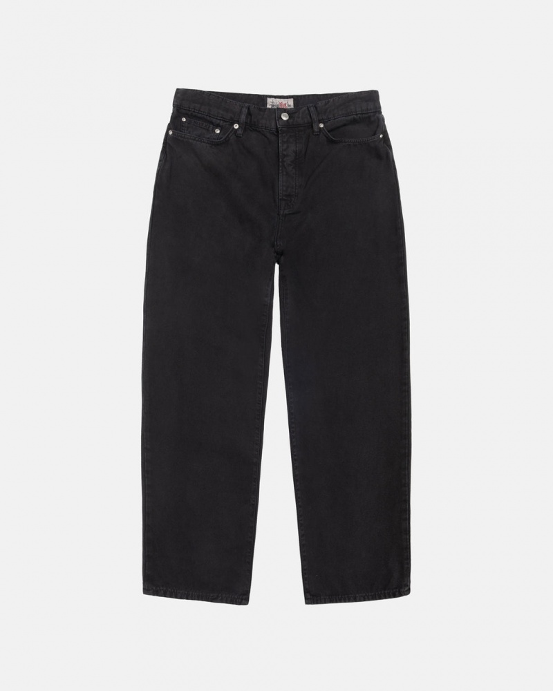 Férfi Stussy Big Ol\' Jean Washed Vászon Denim Fekete Magyarország | LWL-8996