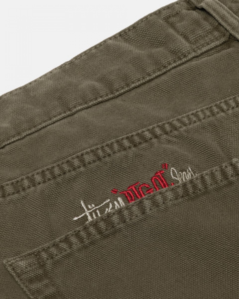 Férfi Stussy Big Ol' Jean Washed Vászon Denim Olivazöld Magyarország | VPG-0046