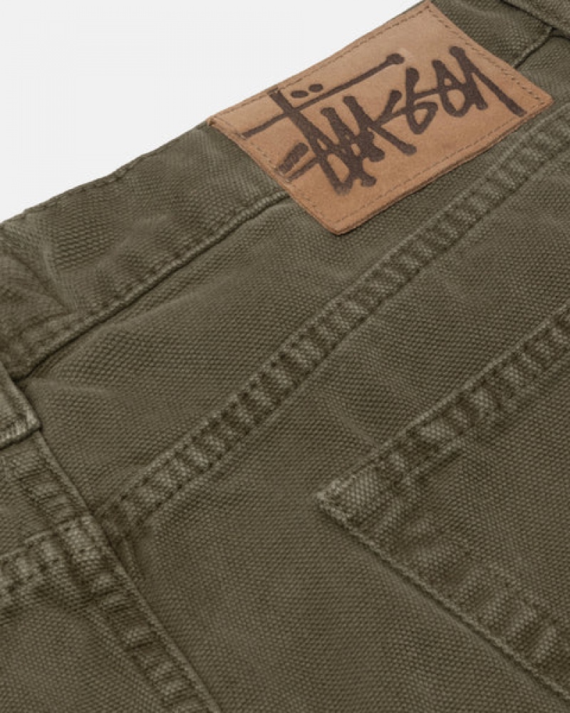 Férfi Stussy Big Ol' Jean Washed Vászon Denim Olivazöld Magyarország | VPG-0046