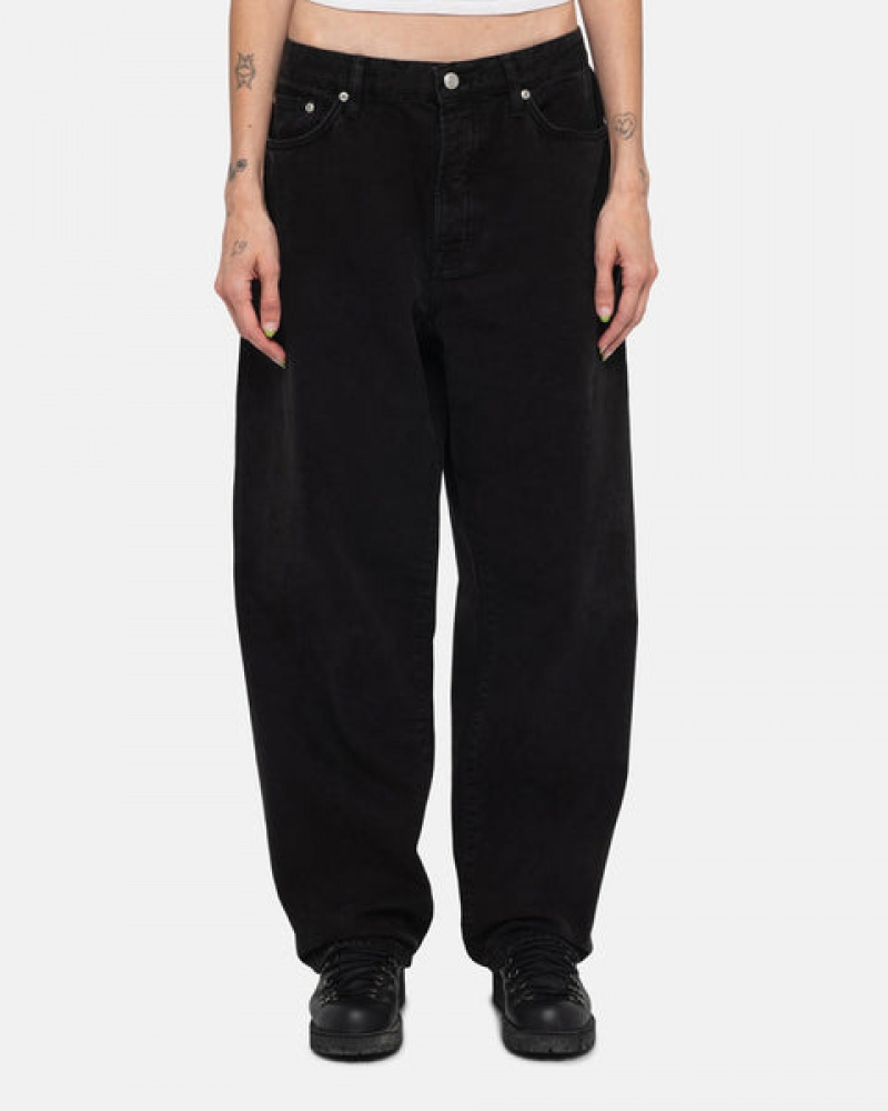 Férfi Stussy Big Ol' Jean Washed Vászon Nadrág Fekete Magyarország | KMT-2684