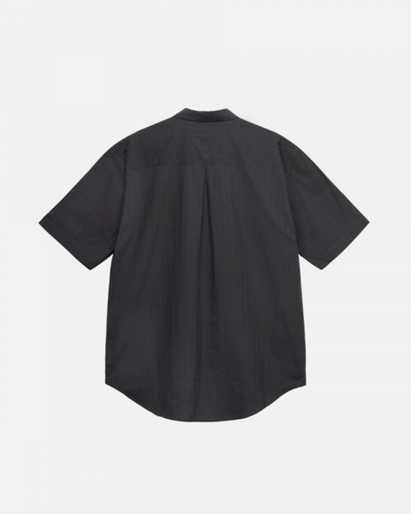 Férfi Stussy Boxy Csíkos Shirt Ingek Fekete Magyarország | EDY-7386