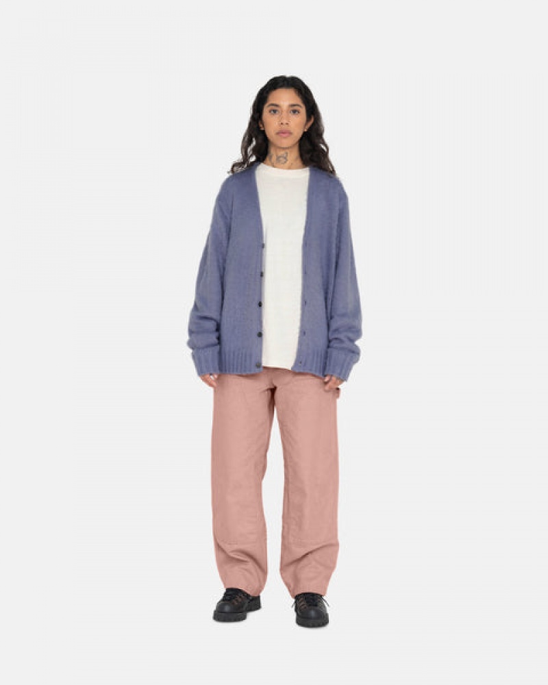 Férfi Stussy Brushed Cardigan Pulóverek Lila Magyarország | JWB-8781